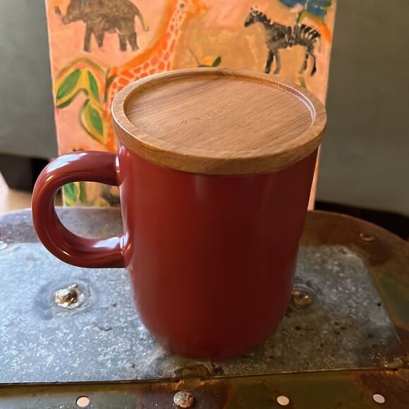 Rae Dunn Ceramic Mug w/ Wood Topper - Picture 3 of 5